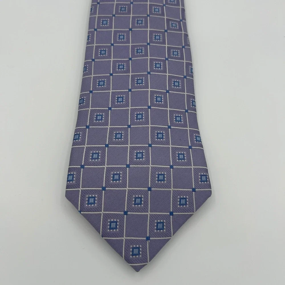 Meeting Street Necktie Geometric Mens OS Lavender 100% Silk Business Classic